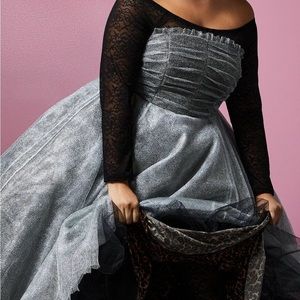 Torrid Betsey Johnson Shiny Silver Tulle Strapless Dress